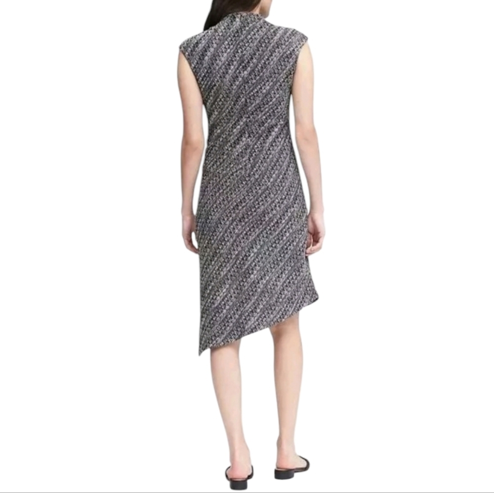 NWT Banana Republic Tweed Black White Asymmetrical Mock Neck Dark Academia - Picture 7 of 12